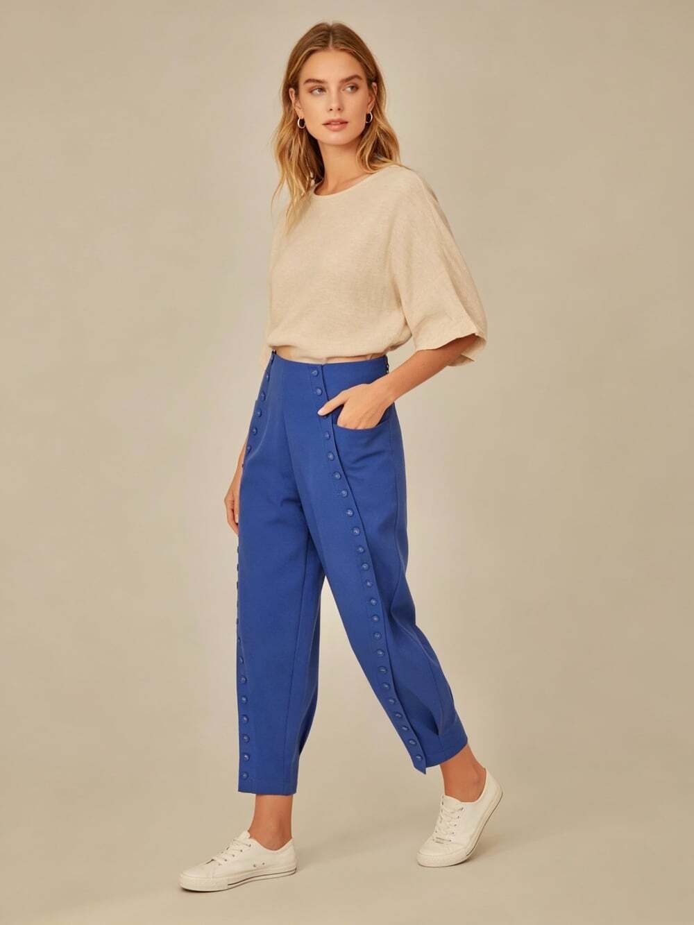 NWOT Farm Rio Navy Blue High Waisted Pants Size M W30 Women's - Picture 2 of 13